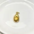 Exquisite drop-shaped gemstone pendant detail view, golden finish with a bright yellow crystal. - Pendant Only (Without Chain) / Yellow