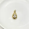 Exquisite gold teardrop pendant featuring a sparkling clear crystal gemstone for chic style. - Pendant Only (Without Chain) / White