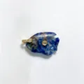 Natural stone tropical fish pendant detailed view, featuring blue gemstone and sparkling cubic zirconia. - Pendant Only / Blue Spot Jasper