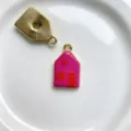 Gold plated enamel house charm for DIY handmade necklace earrings fashion jewelry parts - Pendant Only (Without Chain) (E01-1)