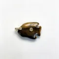 Natural stone carved tropical fish pendant close-up, gold-tone bezel rhinestone jewelry detail. - Pendant Only / Tiger's Eye