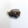 Natural stone tropical fish pendant with zircon inlay, elegant carved gemstone necklace charm. - Pendant Only / Multicolor