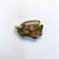 Natural unakite stone tropical fish pendant with set zirconia details, elegant carved jewelry. - Pendant Only / Unakite