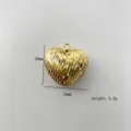 Close-up detail of the 30mm double-sided gold plated heart pendant jewelry accessory. - Classic Faceted Small Heart Style (7#) / Single Pendant (Chain Not Included) / Gold