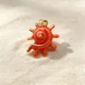 Ocean style copper dripping oil conch pendant DIY jewelry accessory, vibrant red gold trim. - Pendant Only (Without Chain) / Red