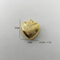 Gold heart pendant DIY jewelry accessory, 21x20mm metal charm for necklace making - Diagonal Striped Mini Heart Style (10#) / Single Pendant (Chain Not Included) / Gold