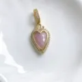 Colgante Corazón Oro Piedra Natural Rosa Zirconio Collar Accesorio Joya Elegante Chic - Solo Colgante (Sin Cadena) / Cuarzo Rosa (Y01-1)