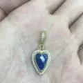 Retro Herz Lapislazuli Anhänger Vintage Naturstein Gold Schmuck Accessoire für Damen - Lapislazuli (Anhänger + Melonen-Samen-Verschluss)