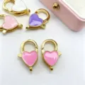 Mousquetons colorés en forme de coeur, anneaux à ressort en émail pour accessoires de bijoux. - Accessoire Seul / Rose foncé