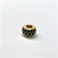 Gold plated black zircon pave charm bead suitable for DIY bracelet necklace accessory - Single Accessory / Gold (D02)