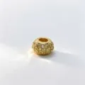 Close-up detail of a gold-plated pave zircon large hole charm bead for DIY jewelry making. - Single Accessory / Gold (D03)