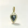 Vergoldeter Herz Edelstein Anhänger, filigranes Strass Pave Detail Accessoire für DIY Schmuck. - Stil 9 (Anhänger + Melonen-Samen-Verschluss)