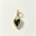 Vintage schwarzer Edelstein Herz Anhänger mit Zirkonia vergoldet DIY Schmuck Zubehör. - Obsidian (Anhänger + Melonen-Samen-Verschluss)