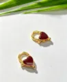 Fermoir mousqueton en forme de cœur métal doré émail rouge accessoires bijoux - Accessoire Seul / Brun Rouge