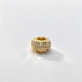 Close-up detail of gold plated pavé cz large hole bead for DIY jewelry and bracelet making. - Single Accessory / Gold (D01)