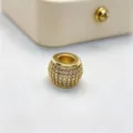 Perla charm in zircone micro-pavé dorata per creazione di gioielli DIY, ideale per bracciali. - Accessorio Singolo (Senza Catena) / Oro