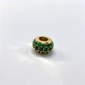 Micro-paved green cubic zirconia large hole bead charm for DIY bracelet necklace jewelry. - Gold (D06)