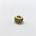 Detail shot of a gold-plated micro-set green crystal large hole DIY charm bead accessory - Gold (D09)