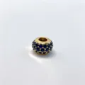 Gold plated micro pave blue cubic zirconia large hole charm bead for DIY bracelet necklace. - Gold (D11)