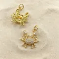 Gold plated crab charms with sparkling cubic zirconia, perfect for ocean themed DIY jewelry. - K06 (Full Diamond Crab)
