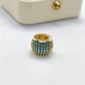 Perlina dorata con foro grande e pavè blu per collane e bracciali DIY, elegante distanziatore. - Oro (Strass Blu Mare)