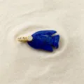 Natural lapis lazuli fish pendant with gold tone cz bail, ocean style gemstone jewelry accessory - Pendant Only (Without Chain) / Lapis Lazuli