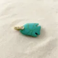 Natural stone fish pendant gold plated zirconia charm beach sand background SKUs - Pendant Only (Without Chain) / Turquoise