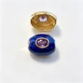 Perle tonneau émaillée bleue plaquée cuivre breloque DIY pour collier bracelet bijoux. - A Février violet / Accessoire seul (sans cordon)