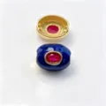 Perle tonneau émaillée plaqué cuivre breloque DIY pour bracelet collier accessoires de bijoux. - A Juillet rouge / Accessoire seul (sans cordon)