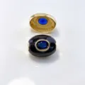 Perles tonneau en email plaque cuivre accessoires de bijoux DIY avec pierre synthetique bleue. - B café noir septembre bleu foncé / Accessoire seul (sans cordon)