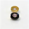 Breloque perle tonneau en émail plaqué cuivre avec pierre rose pour bracelet collier DIY bijoux - B café noir juin violet clair / Accessoire seul (sans cordon)