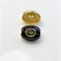 Perle tonneau émaillée plaquée cuivre accessoire bijoux DIY avec variante pierre verte, élégant. - B café noir août péridot / Accessoire seul (sans cordon)