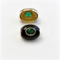 Perle tonneau dorée huile goutte accessoire bijou DIY avec pendentif pierre verte. - B café noir mai vert / Accessoire seul (sans cordon)