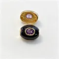 Perles tonneau émaillées plaquées or avec pierre violette, accessoires bijoux DIY. - B café noir février violet / Accessoire seul (sans cordon)