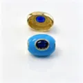 Perle tonneau émaillée plaquée cuivre accessoire de bijoux DIY avec pierre bleue pour bracelet. - C Septembre bleu foncé / Accessoire seul (sans cordon)