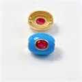 Perle tonneau émaillée plaquée cuivre DIY collier bracelet accessoires de bijoux - C Juillet rouge / Accessoire seul (sans cordon)
