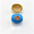 Perle tonneau DIY plaquée cuivre émail pierre précieuse accessoire bijoux collier bracelet - C Octobre rose / Accessoire seul (sans cordon)