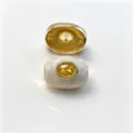 Perle tonneau plaquée or breloque de bijoux DIY avec cristal jaune et émail blanc. - D novembre jaune / Accessoire seul (sans cordon)