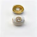 Perle tonneau en cuivre plaqué huile goutte DIY breloque émail blanc cristal bracelet accessoire - D Avril blanc / Accessoire seul (sans cordon)