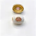 Perle tonneau en cuivre plaqué or goutte d'huile accessoire bijoux DIY strass rose - D octobre rose / Accessoire seul (sans cordon)