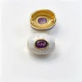 Perle tonneau plaquée or goutte d'huile accessoire DIY avec pendentif pierre violette. - D Février violet / Accessoire seul (sans cordon)