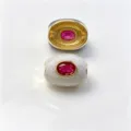 Breloque tonneau goutte d'huile plaquée cuivre DIY avec pierre synthétique rouge pour bijoux - D juillet rouge / Accessoire seul (sans cordon)
