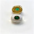 Perle tonneau en émail plaqué cuivre DIY collier bracelet accessoire avec pierre précieuse. - D mai vert / Accessoire seul (sans cordon)