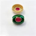 Accessoires de bracelet de collier DIY en cuivre plaqué avec émail vert et pierres synthétiques. - E Juillet rouge / Accessoire seul (sans cordon)