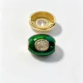 Perle tonneau émaillée verte plaquée or pour fabrication de bijoux collier bracelet DIY - E avril blanc / Accessoire seul (sans cordon)