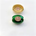 Pendentif perle tonneau DIY plaqué cuivre avec émail vert et oxyde de zirconium rose. - E Octobre rose / Accessoire seul (sans cordon)