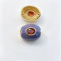 Pendentif perle tonneau DIY plaqué cuivre avec goutte d'huile et pierre précieuse synthétique. - F Janvier rouge grenat / Accessoire seul (sans cordon)