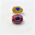 Breloque de bijoux DIY en perle tonneau à l'huile cuivrée avec magnifique pierre bleue. - G septembre bleu foncé / Accessoire seul (sans cordon)