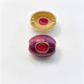 Perle tonneau DIY plaquée cuivre pour collier bracelet avec pierre rouge et émail. - G juillet rouge / Accessoire seul (sans cordon)