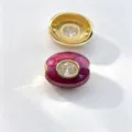 Perle Tonneau Doree DIY Emaillee Pendentif pour Bracelet Collier Accessoires de Bijoux - G avril blanc / Accessoire seul (sans cordon)